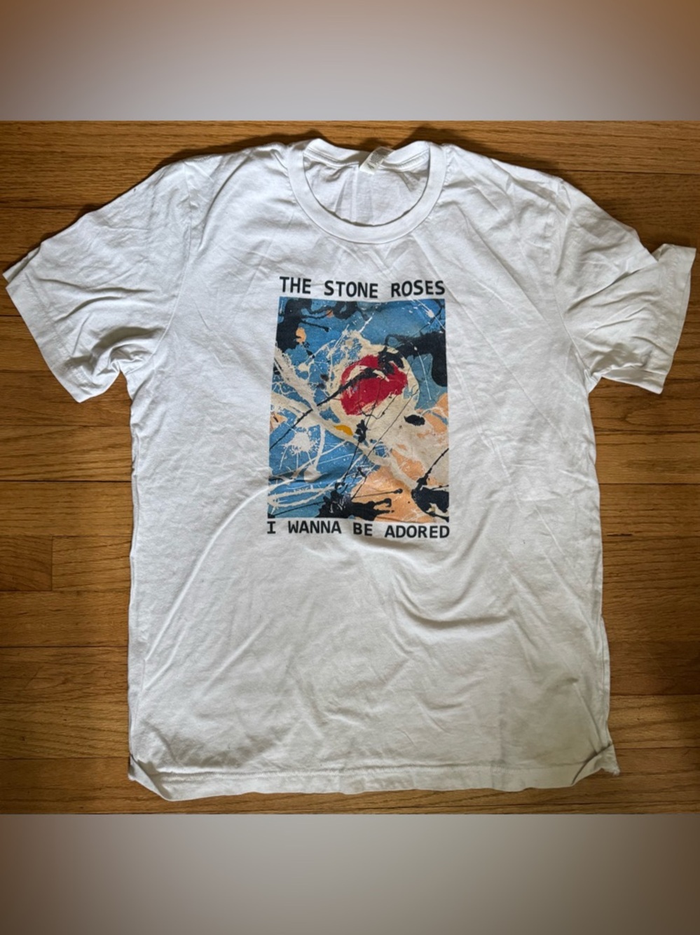 The Stone Roses 'I Wanna Be Adored' Graphic Tee - White with Multi-Color Print